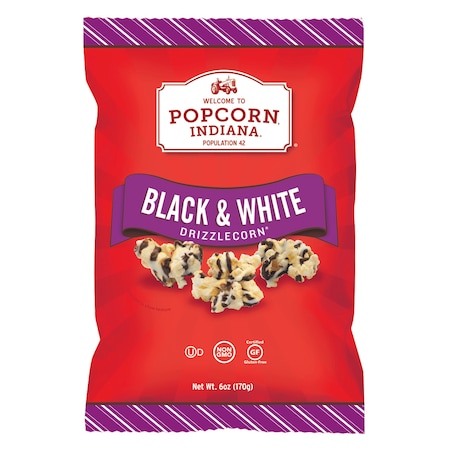 Snack Popcorn Black And White Drizzle 6 Oz., PK6